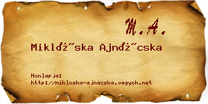Miklóska Ajnácska névjegykártya